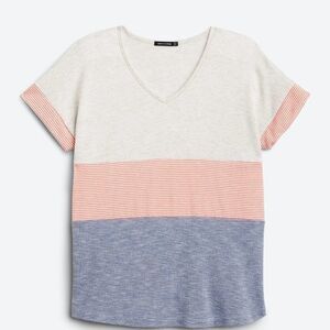 Pink Clover Claude Colorblock Knit V-Neck Tee Shirt Short Sleeve Size S